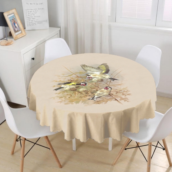 Picture of Digital Printed Round Tablecloth With Goldfinch