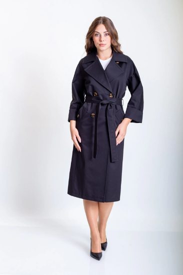 Picture of Kent Waist Belted Patterned Lined Trench Coat 21001