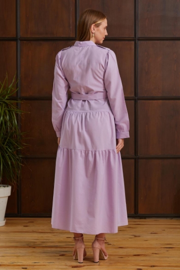 Picture of Dress with a Shirt Collar Belt - Lilac