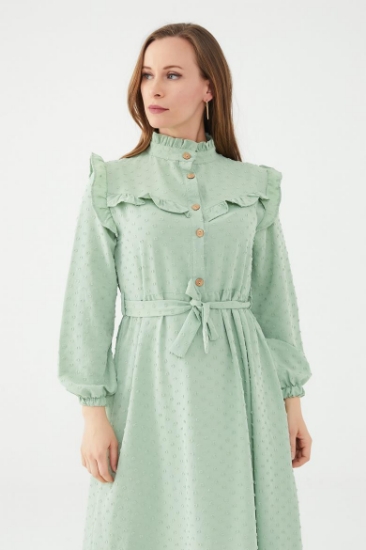 Picture of Long Dress with a Belt - Mint