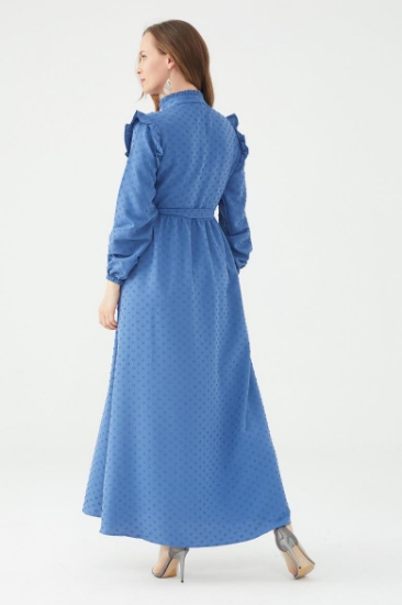 Picture of Long Dress with a Belt - Blue