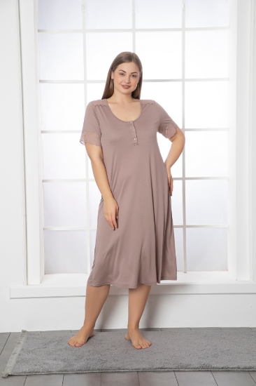 Picture of Oversized mom nightgown with short sleeve lace