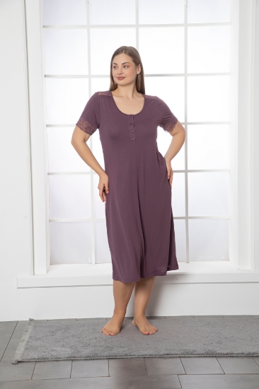 Picture of Oversized mom nightgown with short sleeve lace