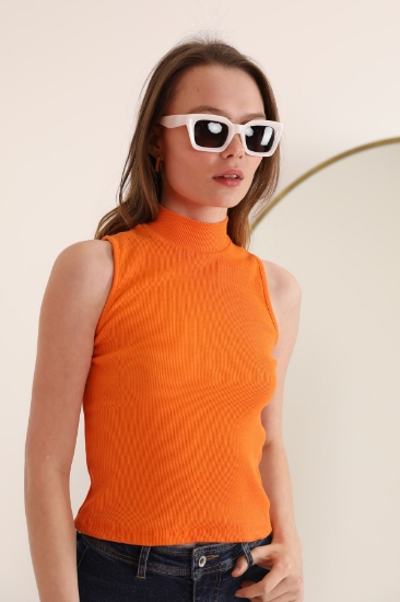 Picture of Camisole Fabric Half Turtleneck Sleeveless Women's Blouse - Orange