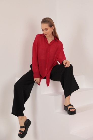 Picture of Aerobin Chiffon Fabric Women's Shabby Shirt - Red
