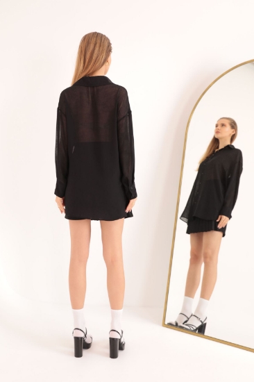 Picture of Aerobin Chiffon Fabric Women's Shabby Shirt - Black