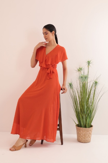 Picture of Aerobin Chiffon Fabric Aller Women's Dress - Orange