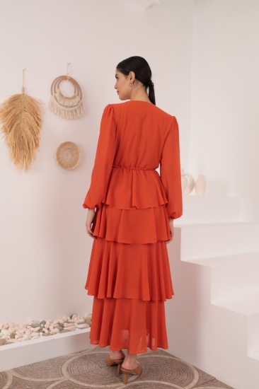 Picture of Aerobin Chiffon Fabric LayerFold Women's Dress - Orange