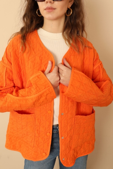 Picture of Jacquard Fabric Bead Oversize Women's Jacket - Orange