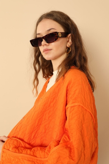 Picture of Jacquard Fabric Bead Oversize Women's Jacket - Orange