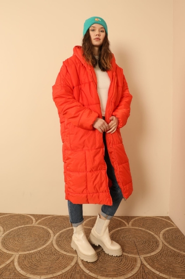 Picture of Quilted Fabric Long Sleeve  Oversize/ Shabby Women's Coat - Orange