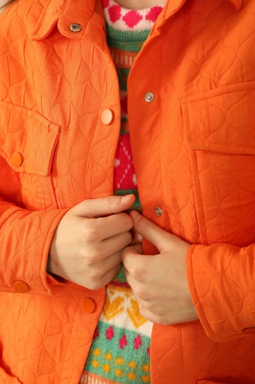 Picture of Jacquard Fabric Onion Pattern Oversize Women Long Shirt - Orange