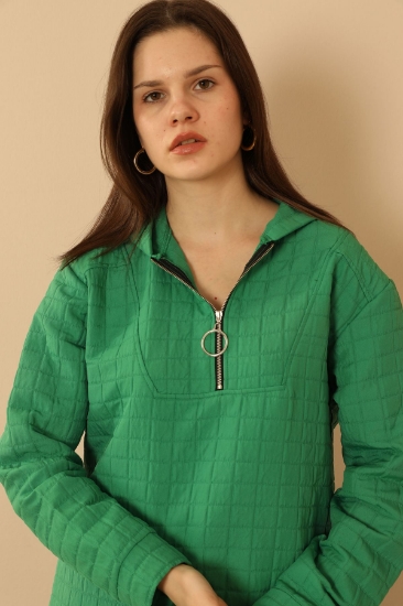 Picture of Jacquard Fabric Large Square Hooded Women's Set - Green