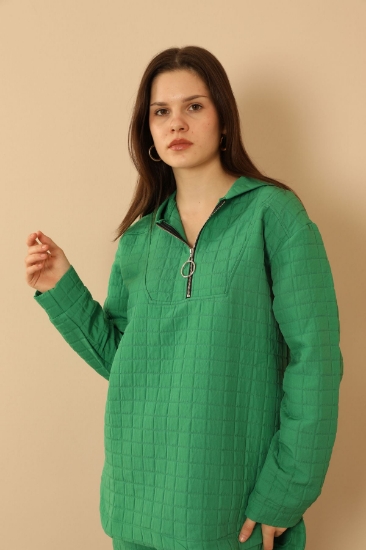 Picture of Jacquard Fabric Large Square Hooded Women's Set - Green
