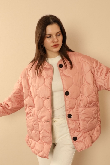 Picture of Jesica Fabric Onion Pattern Quilted Women's Coat - POWDER