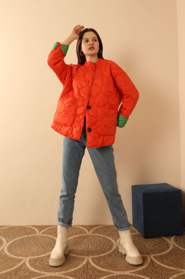 Picture of Jesica Fabric Onion Pattern Quilted Women's Coat - ORANGE