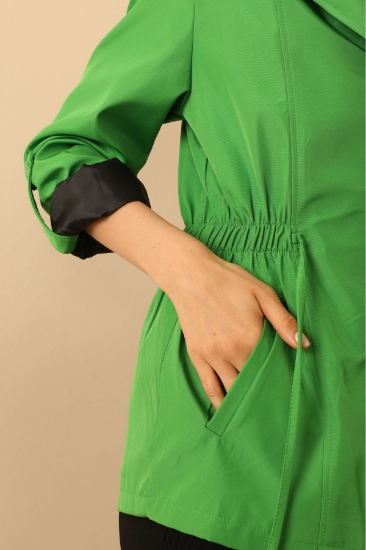 Picture of Bondig Fabric Hooded Short Women's Raincoat - Green
