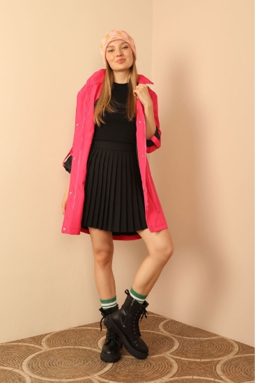 Picture of Bondig Fabric Hooded Long Women's Raincoat - Fuchsia