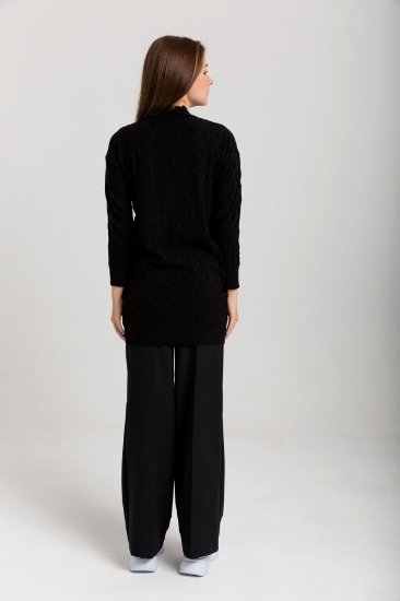 Picture of Knitwear Fabric Long Sleeve Collar Women's Cardigan - Black