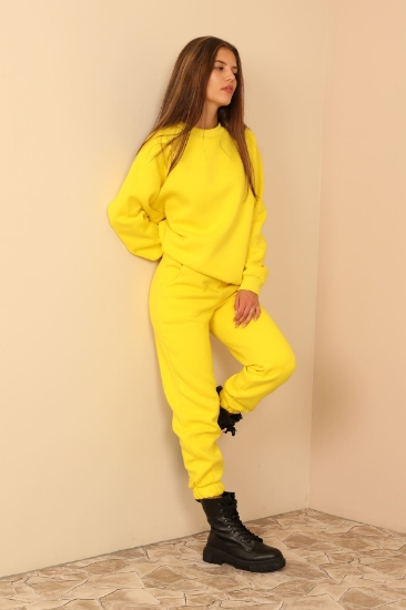 Picture of Chardon 3 Yarn Fabric Long Sleeve Hip Six Size Women's Sweatshirt - Yellow