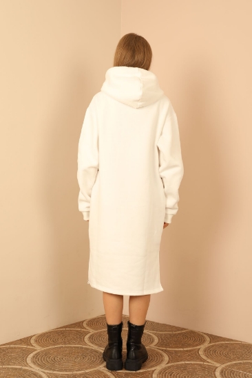 Picture of Chardon 3 Yarn Fabric Hooded Women's Dress - Ecru