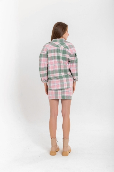 Picture of Lumberjack Fabric Mini Size Narrow Mold Striped Women's Skirt - Powder