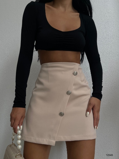Picture of Asymmetric Button Detail Skirt