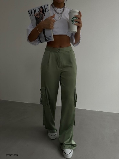 Picture of Cargo pocket satin pants