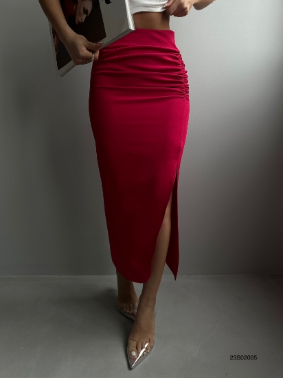 Picture of Shirred Midi Skirt with Slits