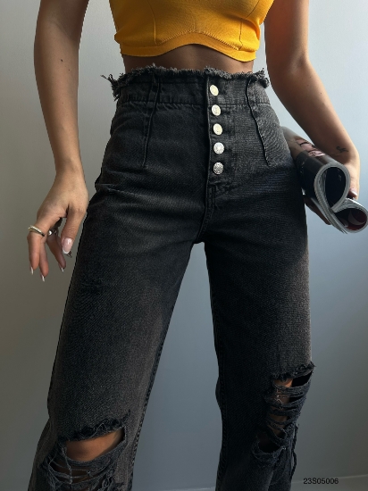 Picture of Button Detail Laser Cut Jean