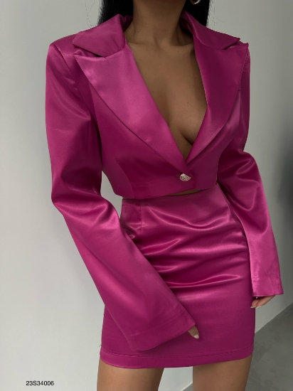 Picture of Satin Crop Jacket Skirt Suit