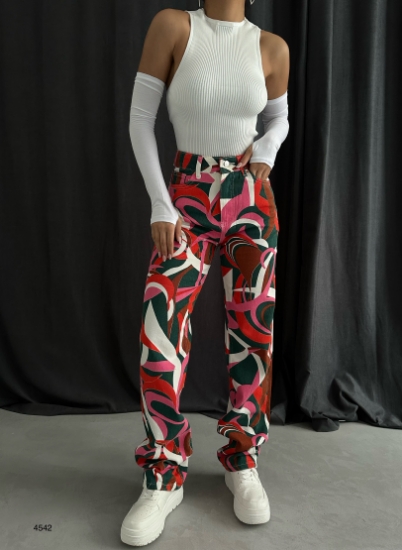 Picture of High Waist Trousers With a Belted Leg Zipper