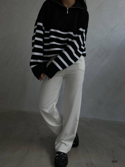 Picture of Striped Zip-Up Knitwear Sweater
