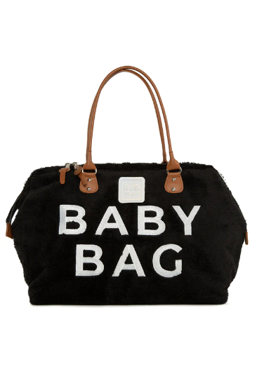 Picture of Baby Bag Fluffy Printed Baby Care Mother Bag - Black