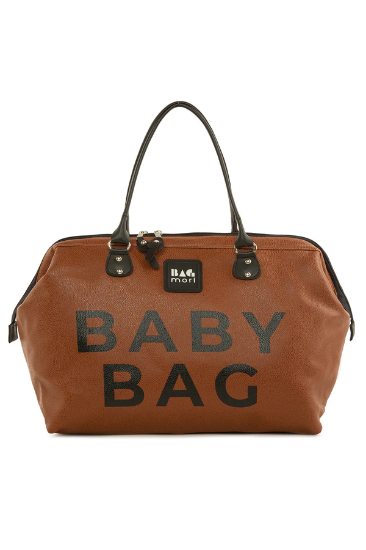 Picture of Baby Bag Printed Faux Leather Baby Care Mother Bag - Brown