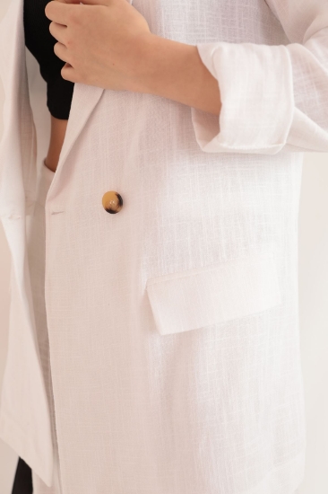 Picture of Linen Fabric Oversize Women's Jacket-Ecru