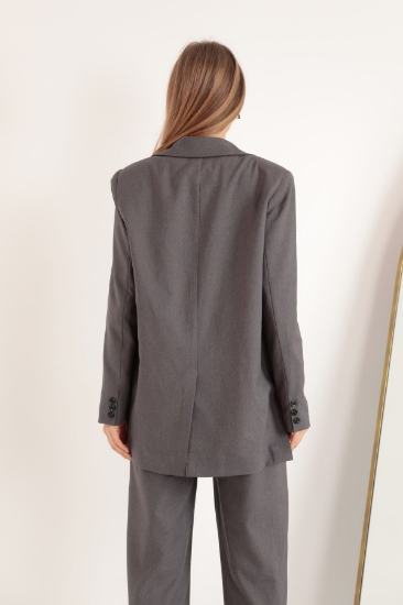 Picture of Polyviscose Plain Fabric Sides Slit Detail Women's Jacket-Anthracite