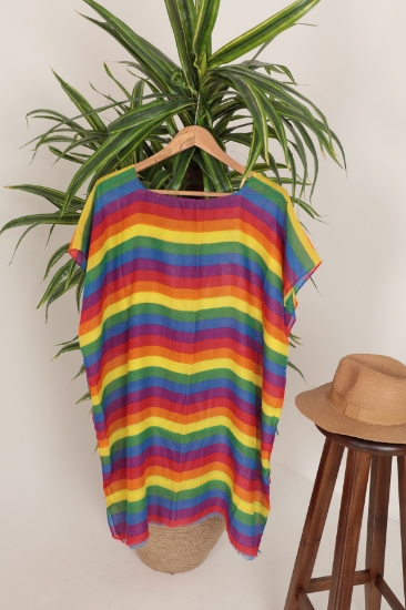 Picture of Multi Colour Tassel Striped Shawl-Colored