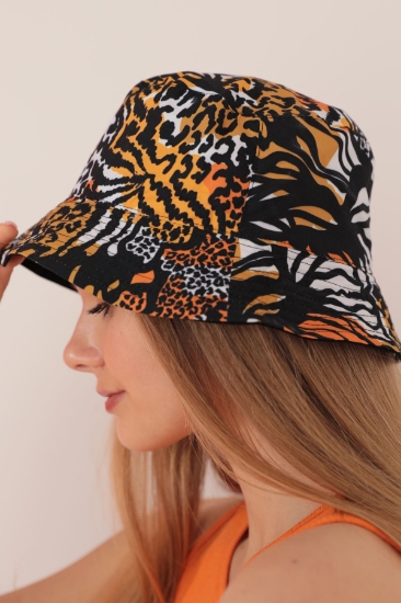 Picture of Double Sided Leopard Patterned Bucket Hat-Black