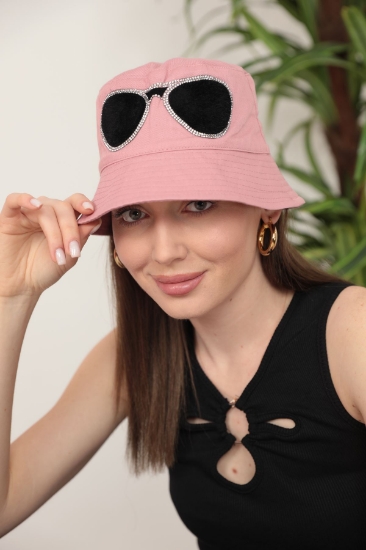 Picture of Eyeglasses Stone Detailed Bucket Hat-Pink