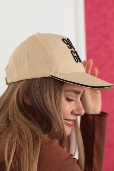 Picture of 90's Girl Embroidered Cap-Beige
