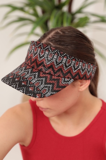 Picture of Black-Red Straw Viewfinder Hat-Black-Red