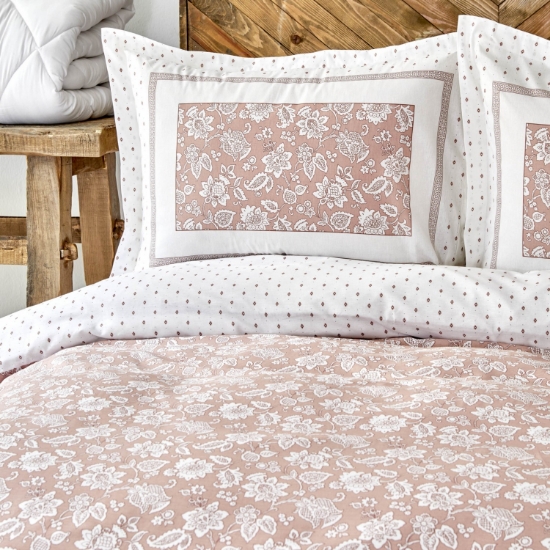 Picture of Karaca Home Celerina Pink 100% Cotton Double Fitted Duvet Cover Set