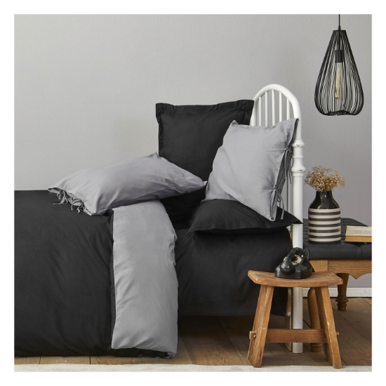 Picture of Karaca Home Basic Black- Dark Grey Double Sided Double Duvet Cover Set
