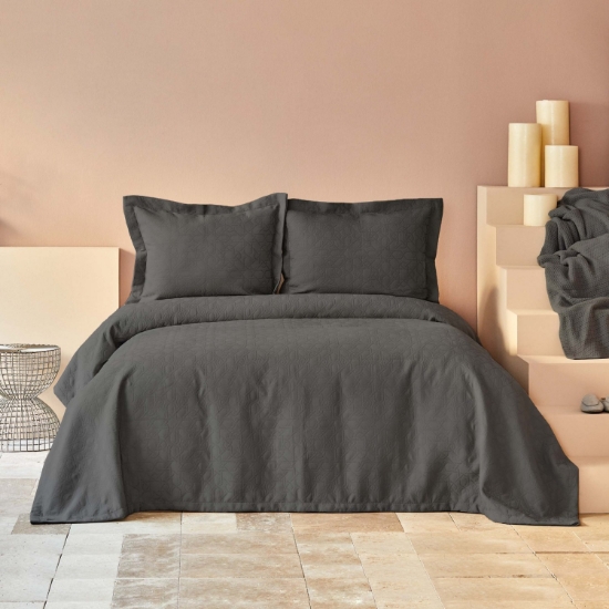 Picture of Karaca Home Back To Basic Double Bedspread Anthracite