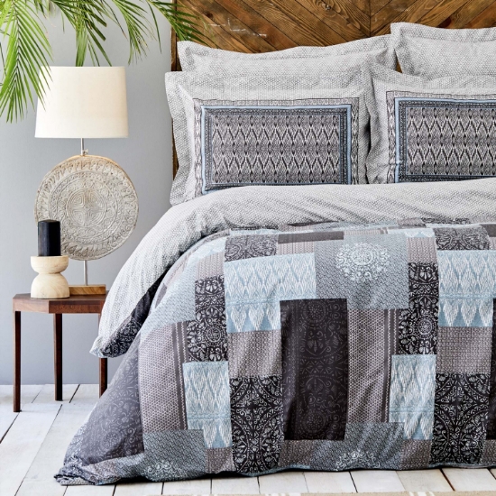 Picture of Karaca Home Ayode Grey 100% Cotton Double Duvet Cover Set