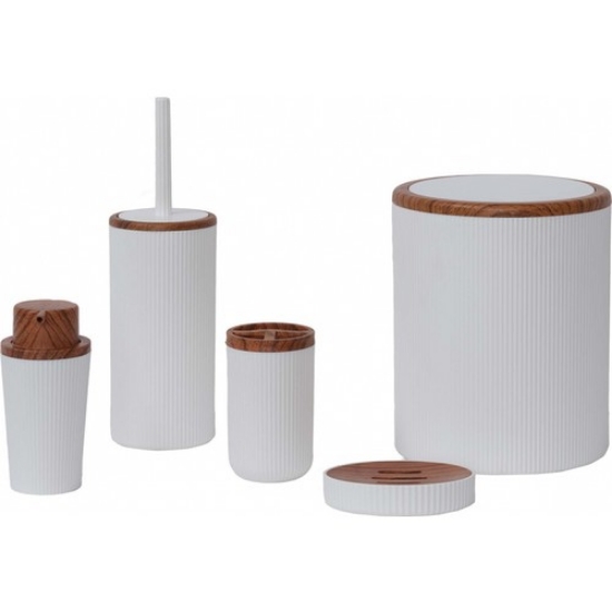 Picture of Karaca Home Marcello Wooden Appearance Detailed 5 Piece Bathroom Accessories Set