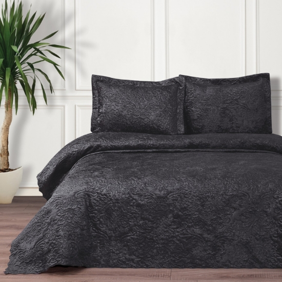 Picture of Karaca Home Nilah Anthracite Velvet Double Bedspread