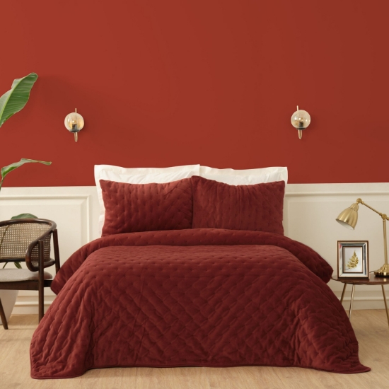 Picture of Karaca Home Tiana Terracotta Double Chester Bedspread
