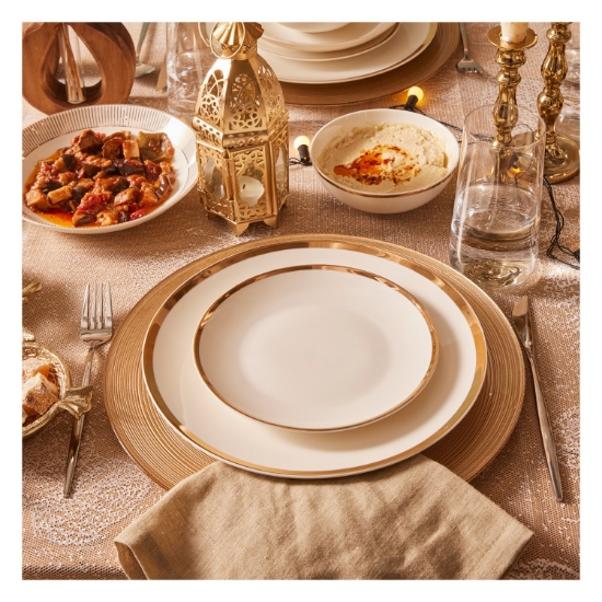 Picture of Karaca Gold Line 24 Pieces 6 Person Porcelain Dining Set